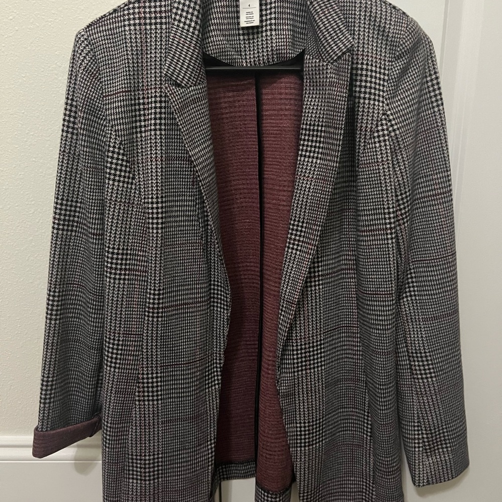 White House Black Market Houndstooth Blazer Sz 4 Like New